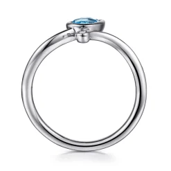 Sale Gabriel & Co. 925 Sterling Silver Diamond and Blue Topaz Teardrop Bypass Ring