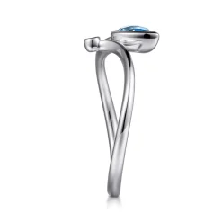 Sale Gabriel & Co. 925 Sterling Silver Diamond and Blue Topaz Teardrop Bypass Ring