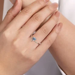 Sale Gabriel & Co. 925 Sterling Silver Diamond and Blue Topaz Teardrop Bypass Ring