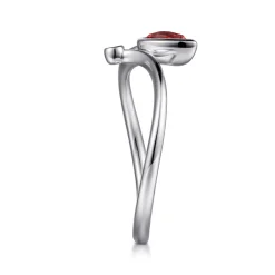 Outlet Gabriel & Co. 925 Sterling Silver Diamond and Garnet Teardrop Bypass Ring