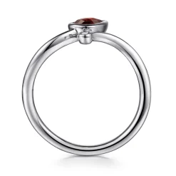 Outlet Gabriel & Co. 925 Sterling Silver Diamond and Garnet Teardrop Bypass Ring