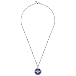 Online Gabriel & Co. 925 Sterling Silver Diamond and Lapis Compass Pendant Necklace 22 inch