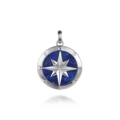Clearance Gabriel & Co. 925 Sterling Silver Diamond and Lapis Compass Pendant