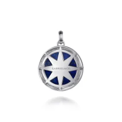 Clearance Gabriel & Co. 925 Sterling Silver Diamond and Lapis Compass Pendant