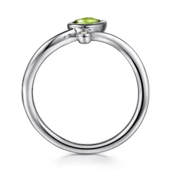Best Gabriel & Co. 925 Sterling Silver Diamond and Peridot Teardrop Bypass Ring