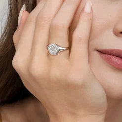 Clearance Gabriel & Co. 925 Sterling Silver Diamond Bujukan Paw Print Medallion Ladies Ring