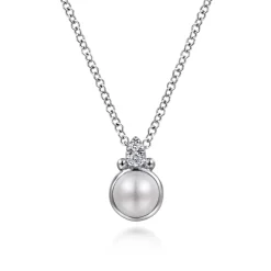 Discount Gabriel & Co. 925 Sterling Silver Diamond Bujukan Pearl Pendant Necklace
