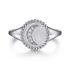 Discount Gabriel & Co. 925 Sterling Silver Diamond Bujukan Moon Signet Ring