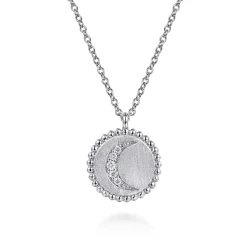 New Gabriel & Co. 925 Sterling Silver Diamond Bujukan Moon Medallion Pendant Necklace