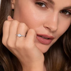 New Gabriel & Co. 925 Sterling Silver Diamond Bujukan Pearl Ladies Ring