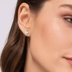 Outlet Gabriel & Co. 925 Sterling Silver Diamond Bujukan Pearl Stud Earrings