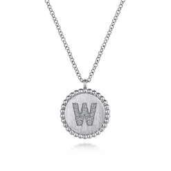 New Gabriel & Co. 925 Sterling Silver Diamond Bujukan Initial W Necklace