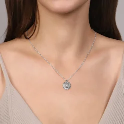 Clearance Gabriel & Co. 925 Sterling Silver Diamond Bujukan Initial E Necklace