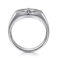 Hot Gabriel & Co. 925 Sterling Silver Diamond Compass Signet Ring