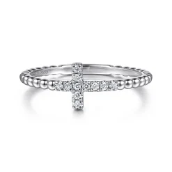 Hot Gabriel & Co. 925 Sterling Silver Diamond Cross Stackable Ring