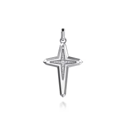 New Gabriel & Co. 925 Sterling Silver Diamond Cross Pendant