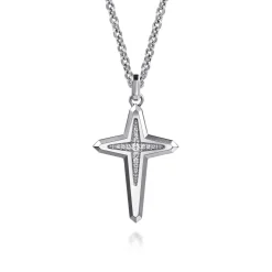 New Gabriel & Co. 925 Sterling Silver Diamond Cross Pendant