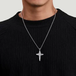 New Gabriel & Co. 925 Sterling Silver Diamond Cross Pendant