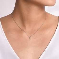 Gabriel & Co. 925 Sterling Silver Diamond Cross Pendant Necklace