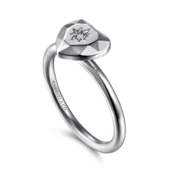 Hot Gabriel & Co. 925 Sterling Silver Diamond Cut Heart Ring