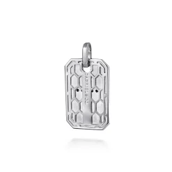 Clearance Gabriel & Co. 925 Sterling Silver Dog Tag Pendant with Black Spinel Cross