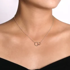 Discount Gabriel & Co. 925 Sterling Silver Double Circle Necklace-Bujukan