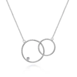 Sale Gabriel & Co. 925 Sterling Silver Double Circle Diamond Pendant Necklace