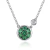Best Gabriel & Co. 925 Sterling Silver Emerald Cluster And Diamond Pendant Necklace