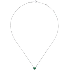 Best Gabriel & Co. 925 Sterling Silver Emerald Cluster And Diamond Pendant Necklace