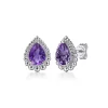 Hot Gabriel & Co. 925 Sterling Silver Faceted Amethyst Pear Shape Bujukan Stud Earrings