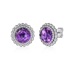 Outlet Gabriel & Co. 925 Sterling Silver Faceted Amethyst Bujukan Stud Earrings