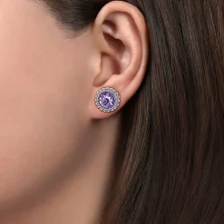 Outlet Gabriel & Co. 925 Sterling Silver Faceted Amethyst Bujukan Stud Earrings