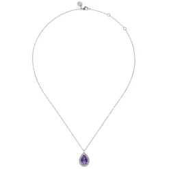 Hot Gabriel & Co. 925 Sterling Silver Faceted Amethyst Teardrop Bujukan Necklace