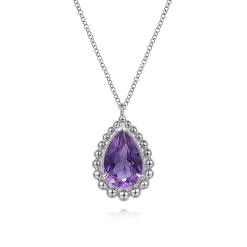 Hot Gabriel & Co. 925 Sterling Silver Faceted Amethyst Teardrop Bujukan Necklace