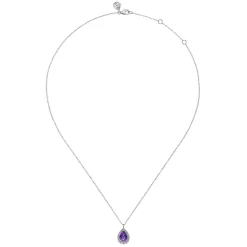 Hot Gabriel & Co. 925 Sterling Silver Faceted Amethyst Teardrop Bujukan Necklace