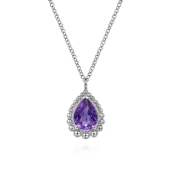 Hot Gabriel & Co. 925 Sterling Silver Faceted Amethyst Teardrop Bujukan Necklace
