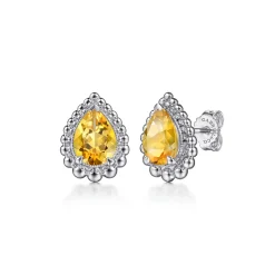 Online Gabriel & Co. 925 Sterling Silver Faceted Citrine Pear Shape Bujukan Stud Earrings