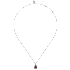 Outlet Gabriel & Co. 925 Sterling Silver Faceted Garnet Teardrop Bujukan Necklace