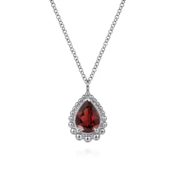 Outlet Gabriel & Co. 925 Sterling Silver Faceted Garnet Teardrop Bujukan Necklace