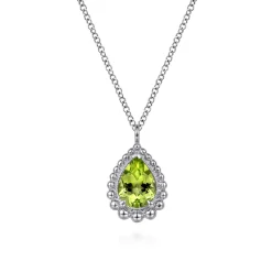 Online Gabriel & Co. 925 Sterling Silver Faceted Peridot Teardrop Bujukan Necklace