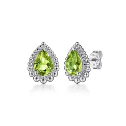 Outlet Gabriel & Co. 925 Sterling Silver Faceted Peridot Pear Shape Bujukan Stud Earrings