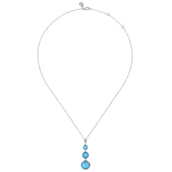 Online Gabriel & Co. 925 Sterling Silver Faceted Rock Crystal And Turquoise Drop Necklace