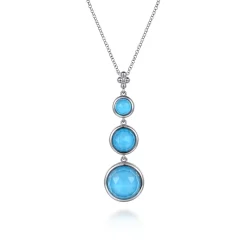 Online Gabriel & Co. 925 Sterling Silver Faceted Rock Crystal And Turquoise Drop Necklace