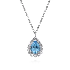Clearance Gabriel & Co. 925 Sterling Silver Faceted Swiss Blue Topaz Teardrop Bujukan Necklace