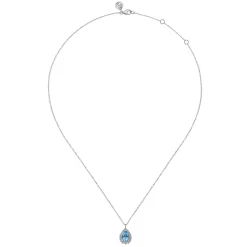 Clearance Gabriel & Co. 925 Sterling Silver Faceted Swiss Blue Topaz Teardrop Bujukan Necklace