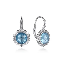 Sale Gabriel & Co. 925 Sterling Silver Faceted Swiss Blue Topaz Bujukan Earrings