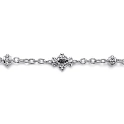 Best Gabriel & Co. 925 Sterling Silver Filigree and Black Spinel Station Bracelet