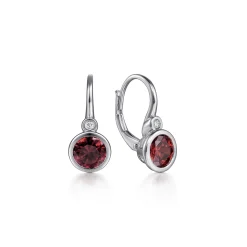 Best Gabriel & Co. 925 Sterling Silver Garnet and Diamond Leverback Earrings