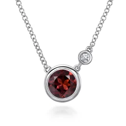 Best Gabriel & Co. 925 Sterling Silver Garnet and Diamond Pendant Necklace