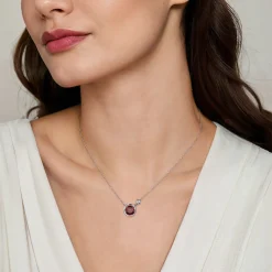 Best Gabriel & Co. 925 Sterling Silver Garnet and Diamond Pendant Necklace